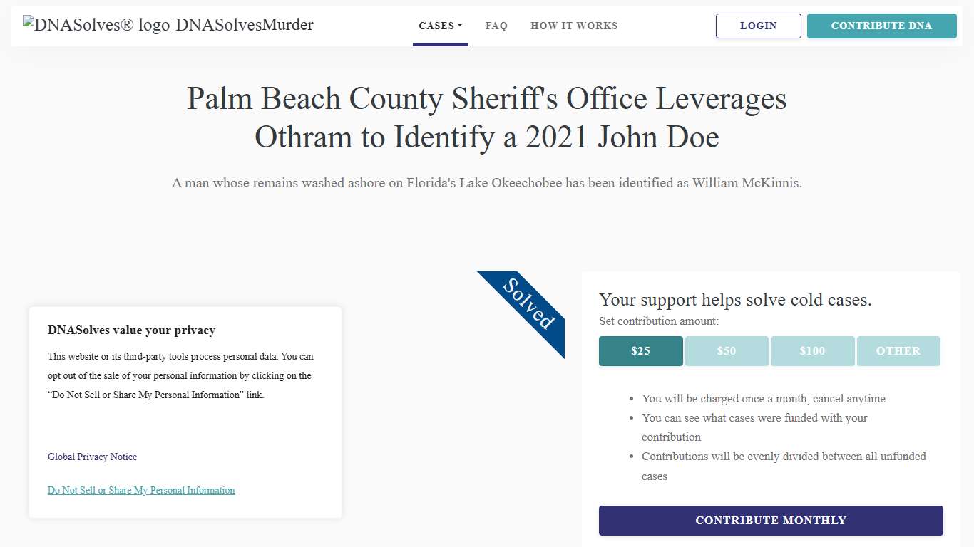 Palm Beach County John Doe (2021) is Now Identified